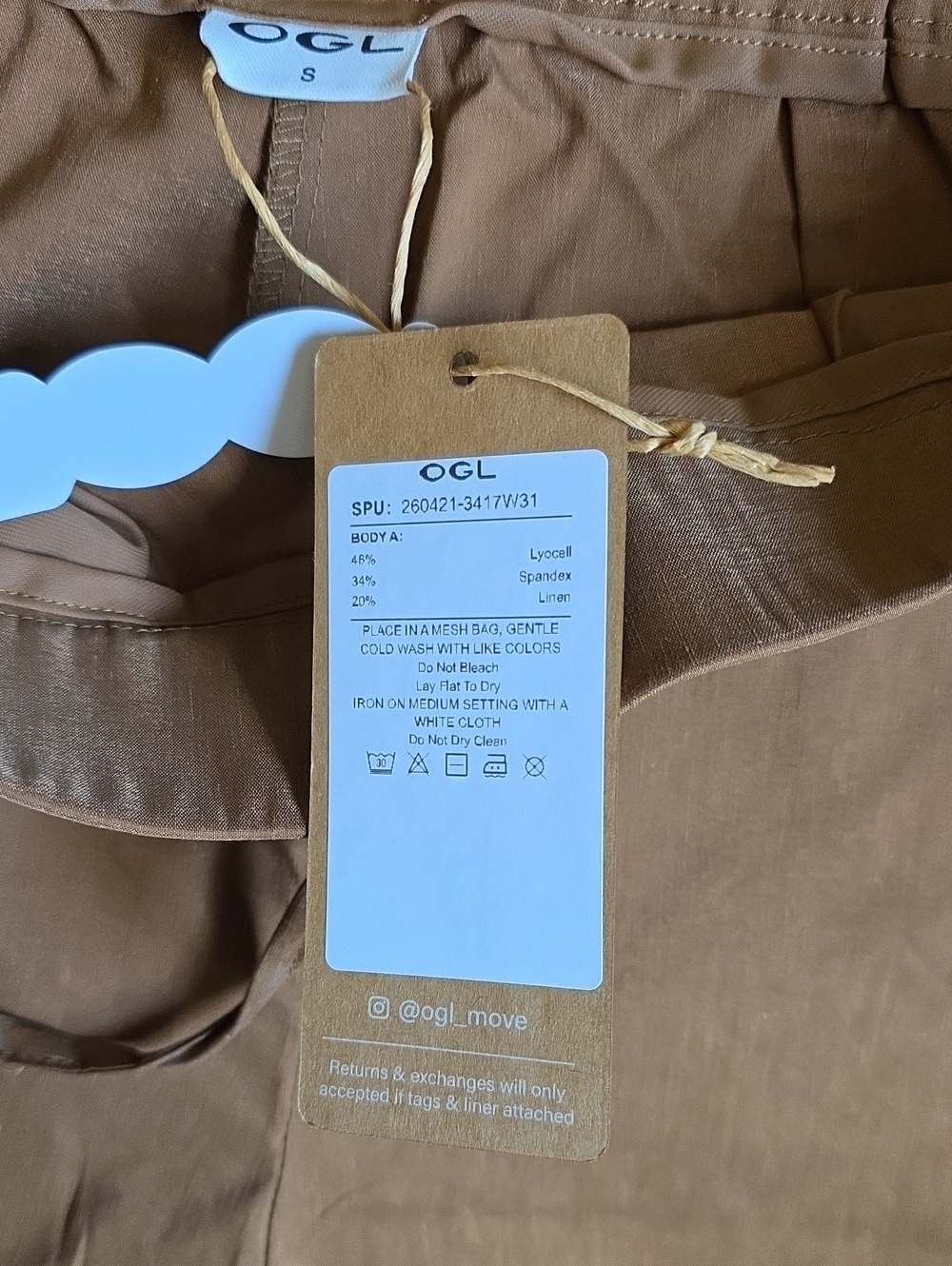 OGL Wide Leg Drawstring Pants — Brown - Picture 11 of 16